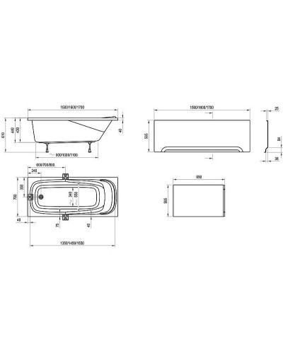 Акриловая ванна Ravak Vanda II 160x70 CP11000000 без гидромассажа
