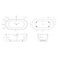 Отдельностоящая овальная акриловая ванна со сливом-переливом цвета хром BelBagno BB416-2000-850