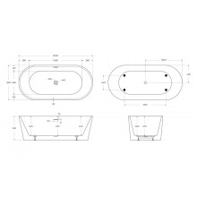 Отдельностоящая овальная акриловая ванна со сливом-переливом цвета хром BelBagno BB416-2000-850