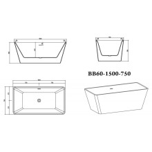 Акриловая ванна BelBagno BB60-1500-750