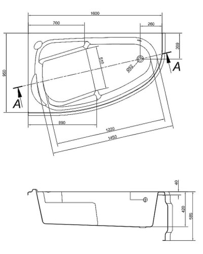 Акриловая ванна Cersanit Joanna 160х95 L 63338 без гидромассажа