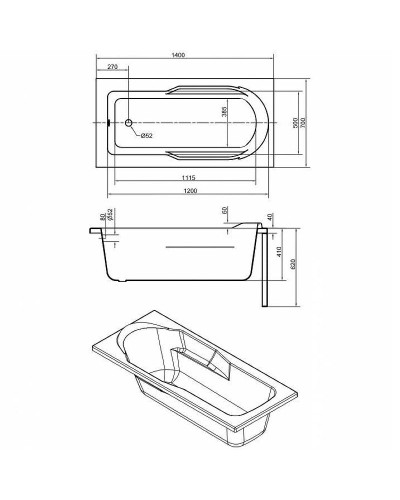 Акриловая ванна Cersanit Santana 140х70 63348 без гидромассажа