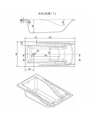 Акриловая ванна Cersanit Zen 170х85 63355 без гидромассажа