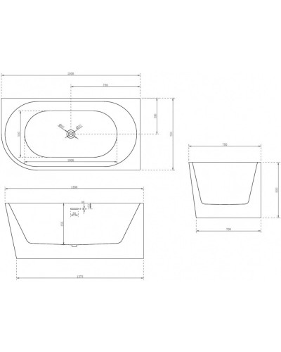 Акриловая ванна 150х78 см R Abber AB9257-1.5 R