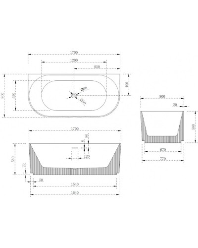 Акриловая ванна 170х80 см Abber AB9330-1.7