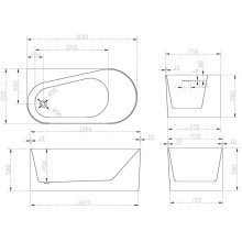 Акриловая ванна 150х75 см L Abber AB9496-1.5 L
