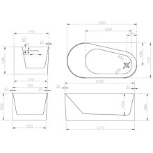 Акриловая ванна 150х75 см R Abber AB9496-1.5 R