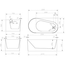 Акриловая ванна 150х75 см R Abber AB9496-1.5 R
