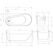 Акриловая ванна 170х78 см L Abber AB9496-1.7 L