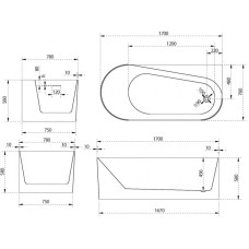 Акриловая ванна 170х78 см R Abber AB9496-1.7 R