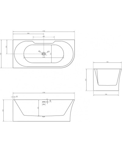 Акриловая ванна 170х78 см L Abber AB9335-1.7 L