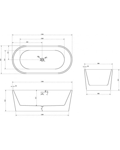 Акриловая ванна 170х80 см Abber AB9209MB