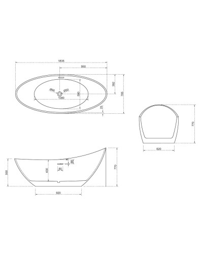 Акриловая ванна 183,5х78,5 см Abber AB9233MB