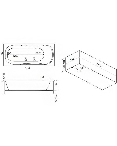 Акриловая ванна Bas Нептун 170x70 В 00026 без гидромассажа