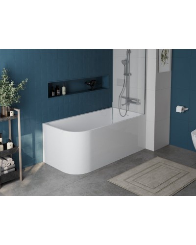 Пристенная прямоугольная акриловая ванна со сливом-переливом BelBagno BB712-1500-730-R правосторонняя