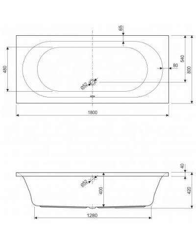 Акриловая ванна 180х80 см Cezares Metauro METAURO-180-80-42-W37