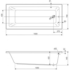 Акриловая ванна 150х70 см Cezares Plane solo mini PLANE SOLO MINI-150-70-42-W37