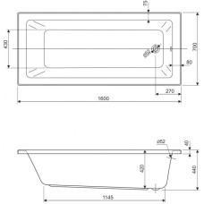 Акриловая ванна 160х70 см Cezares Plane solo mini PLANE SOLO MINI-160-70-42-W37