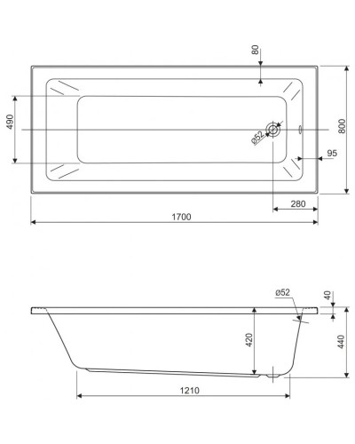 Акриловая ванна 170х80 см Cezares Plane solo mini PLANE SOLO MINI-170-80-42-W37