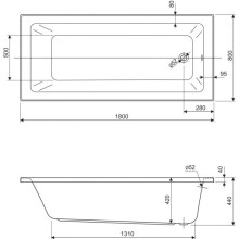 Акриловая ванна 180х80 см Cezares Plane solo mini PLANE SOLO MINI-180-80-42-W37