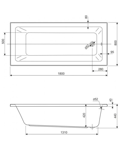 Акриловая ванна 180х80 см Cezares Plane solo mini PLANE SOLO MINI-180-80-42-W37