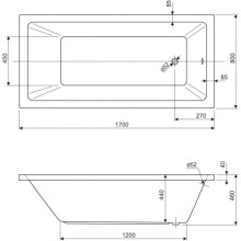 Акриловая ванна 170х80 см Cezares Plane solo PLANE SOLO-170-80-49-W37