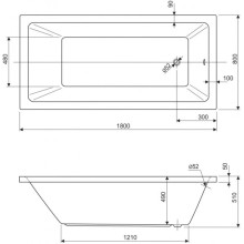 Акриловая ванна 180х80 см Cezares Plane solo PLANE SOLO-180-80-49-W37
