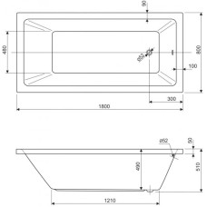 Акриловая ванна 180х80 см Cezares Plane solo PLANE SOLO-180-80-49-W37