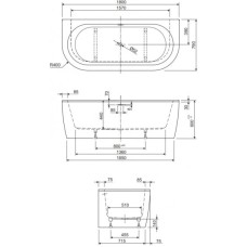 Акриловая ванна 180х79 см Cezares Slim SLIM WALL-180-80-60-NERO-SET
