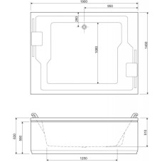 Акриловая ванна 190х145 см Cezares Plane Duo PLANE_DUO-190-145-51-W37