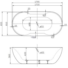 Акриловая ванна 179,5х85,5 см BelBagno BB28