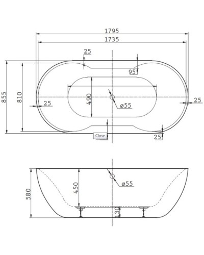 Акриловая ванна 179,5х85,5 см BelBagno BB28