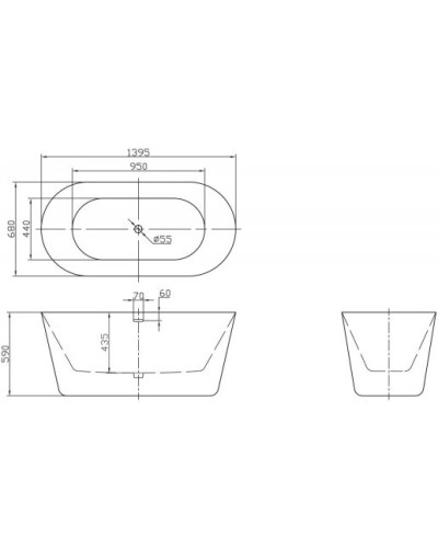 Акриловая ванна 139,5х68 см BelBagno BB306-1395