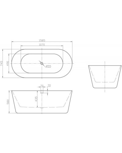 Акриловая ванна 158,5х74,5 см BelBagno BB306-1585