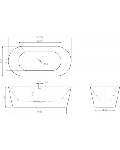 Акриловая ванна 178,5х84 см BelBagno BB306-1785