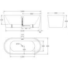 Акриловая ванна 180х80 см BelBagno BB71-1800-NERO