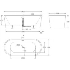 Акриловая ванна 180х80 см BelBagno BB71-1800-NERO