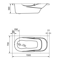 Акриловая ванна 150х70 см Santek Касабланка М 1.WH50.1.530