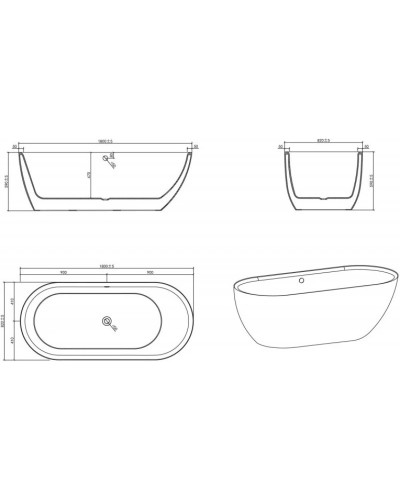 Акриловая ванна 180х82 см BelBagno BB203-1800-830