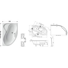 Асимметричная акриловая ванна Rosa II PU Plus 170 x 105 L Ravak C2210P0000