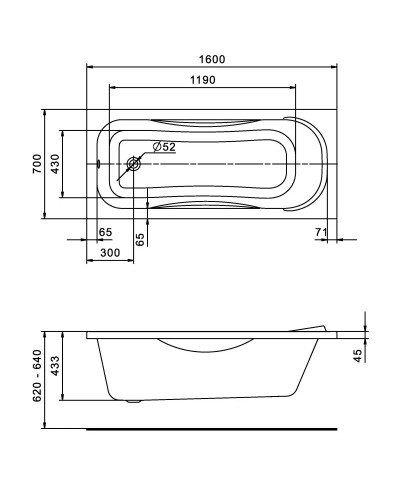 Акриловая ванна 160х70 см Santek Тенерифе 1.WH30.2.357