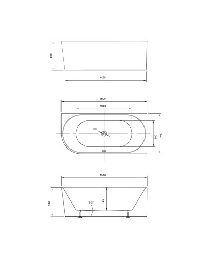 Акриловая ванна 150x75 см Vincea VBT-402-1500R
