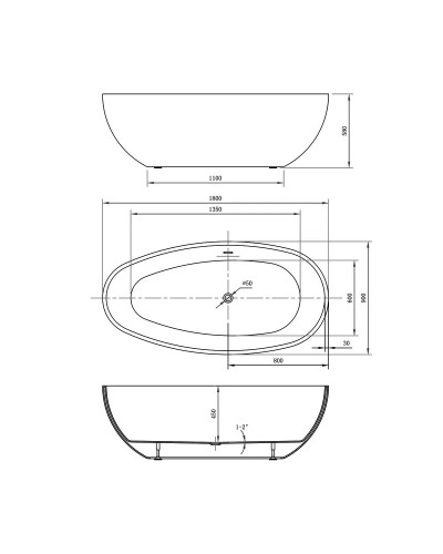 Акриловая ванна 180х90 см Vincea VBT-422-1800