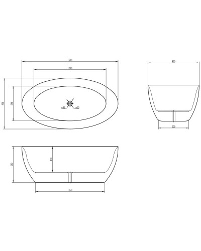 Акриловая ванна 160х85 см Vincea VBT-101