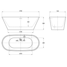 Акриловая ванна 170х74 см Vincea VBT-102
