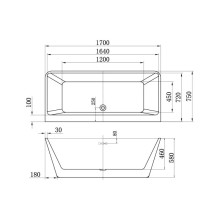 Акриловая ванна 170х75 см Vincea VBT-105