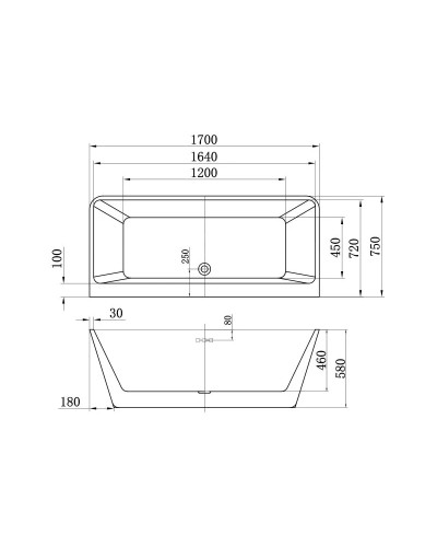 Акриловая ванна 170х75 см Vincea VBT-105