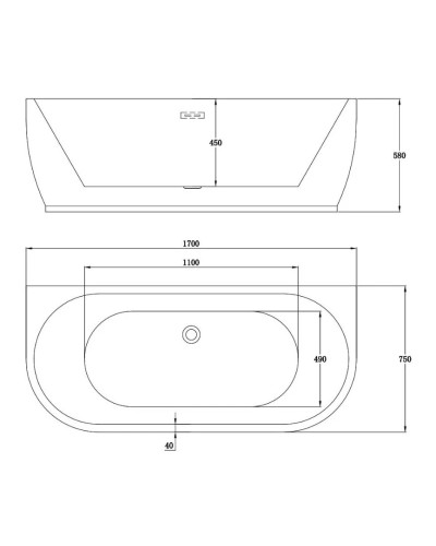 Акриловая ванна 170х75 см Vincea VBT-107