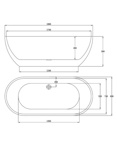Акриловая ванна 180х80 см Vincea VBT-108
