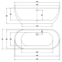 Акриловая ванна 170х75 см Vincea VBT-109